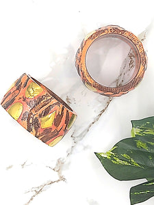 “Zuri” Orange wooden & Brass Bangle Bracelet