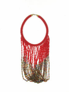 Oni Red Massai Bead Necklace and Bracelet Set byRosesgems Boutique