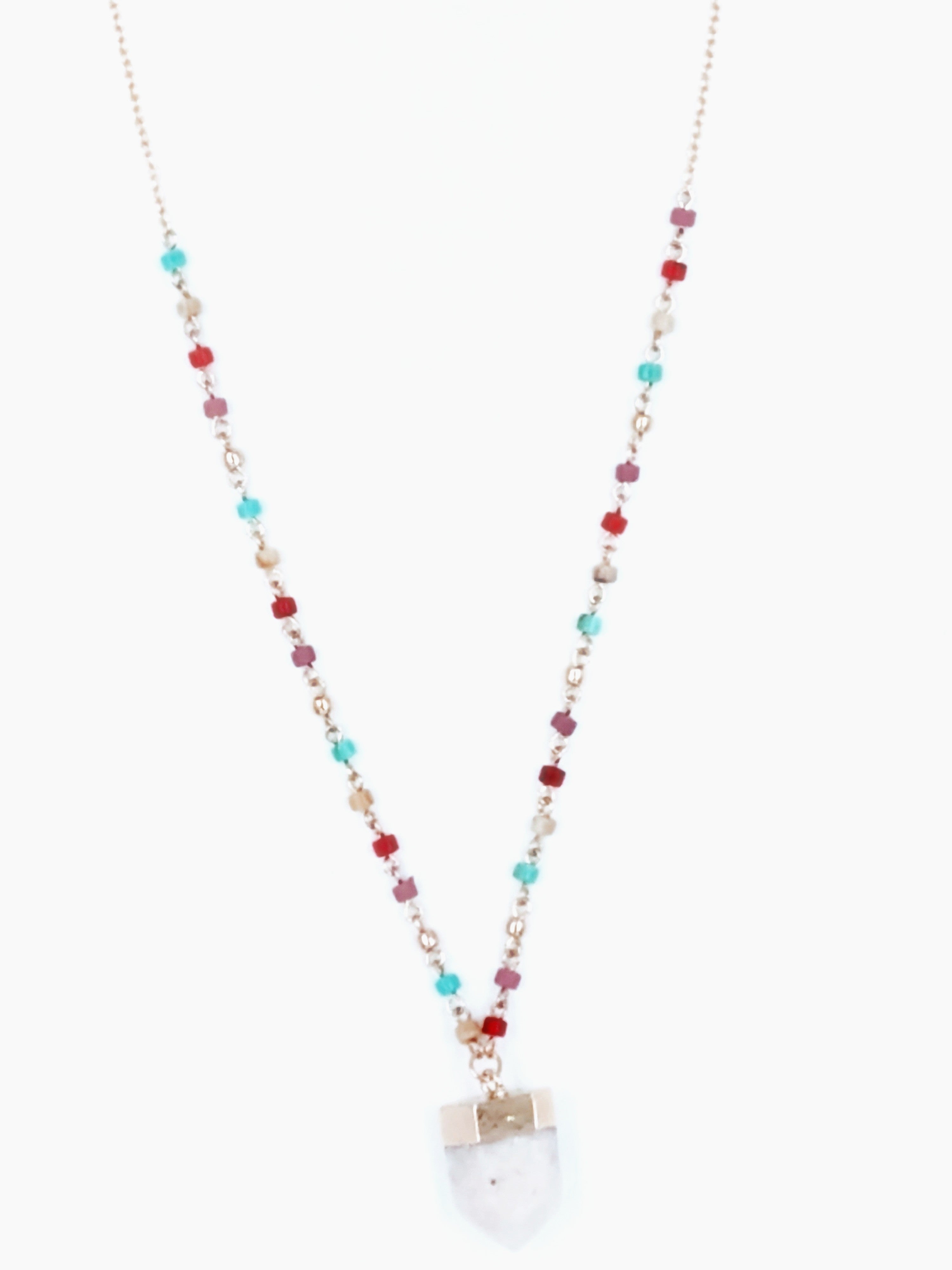 Quartz Crystal Necklace - Beaded Quartz Necklace | Rosesgems Boutique
