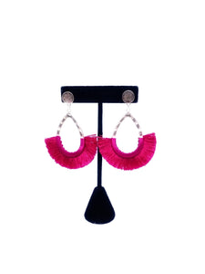 Azi Hot Pink Fringe Earrings | Rosesgems Boutique