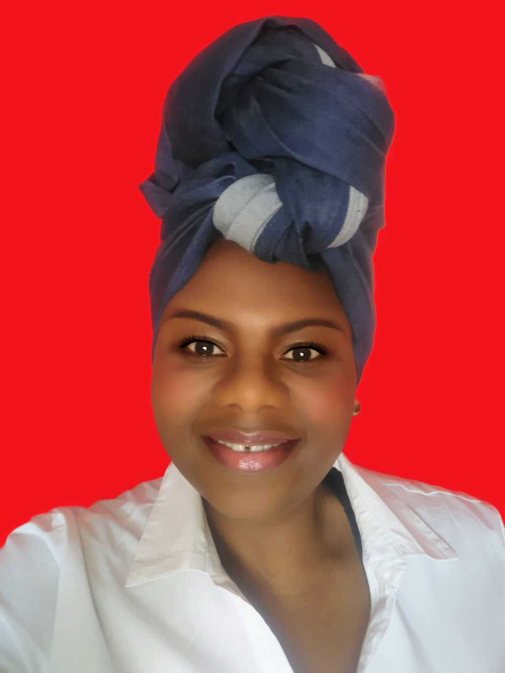 Head Wraps African - “Nsomi” Denim Blue Headwrap | Rosesgems Boutique
